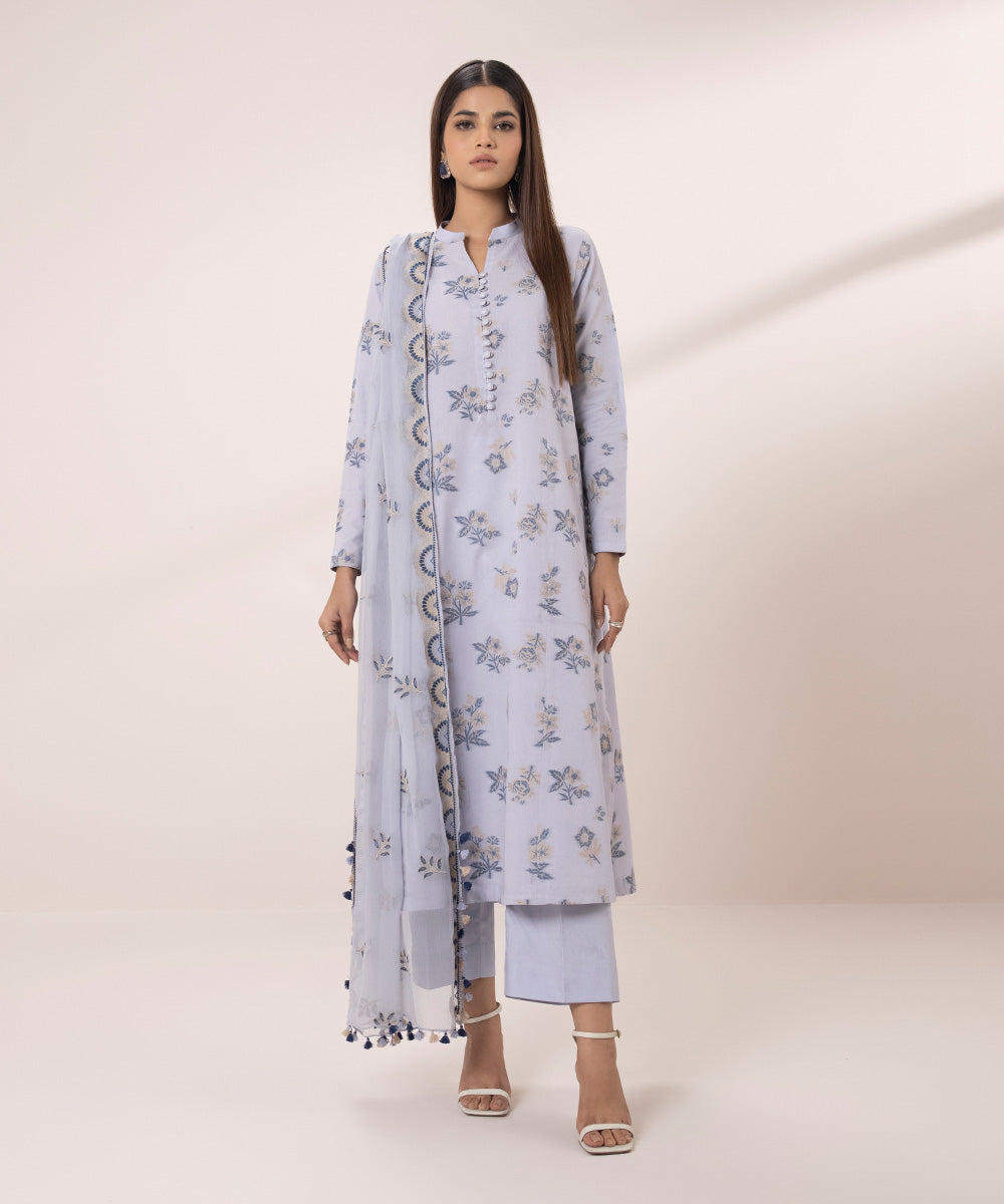 3 Piece - Embroidered Jacquard Suit