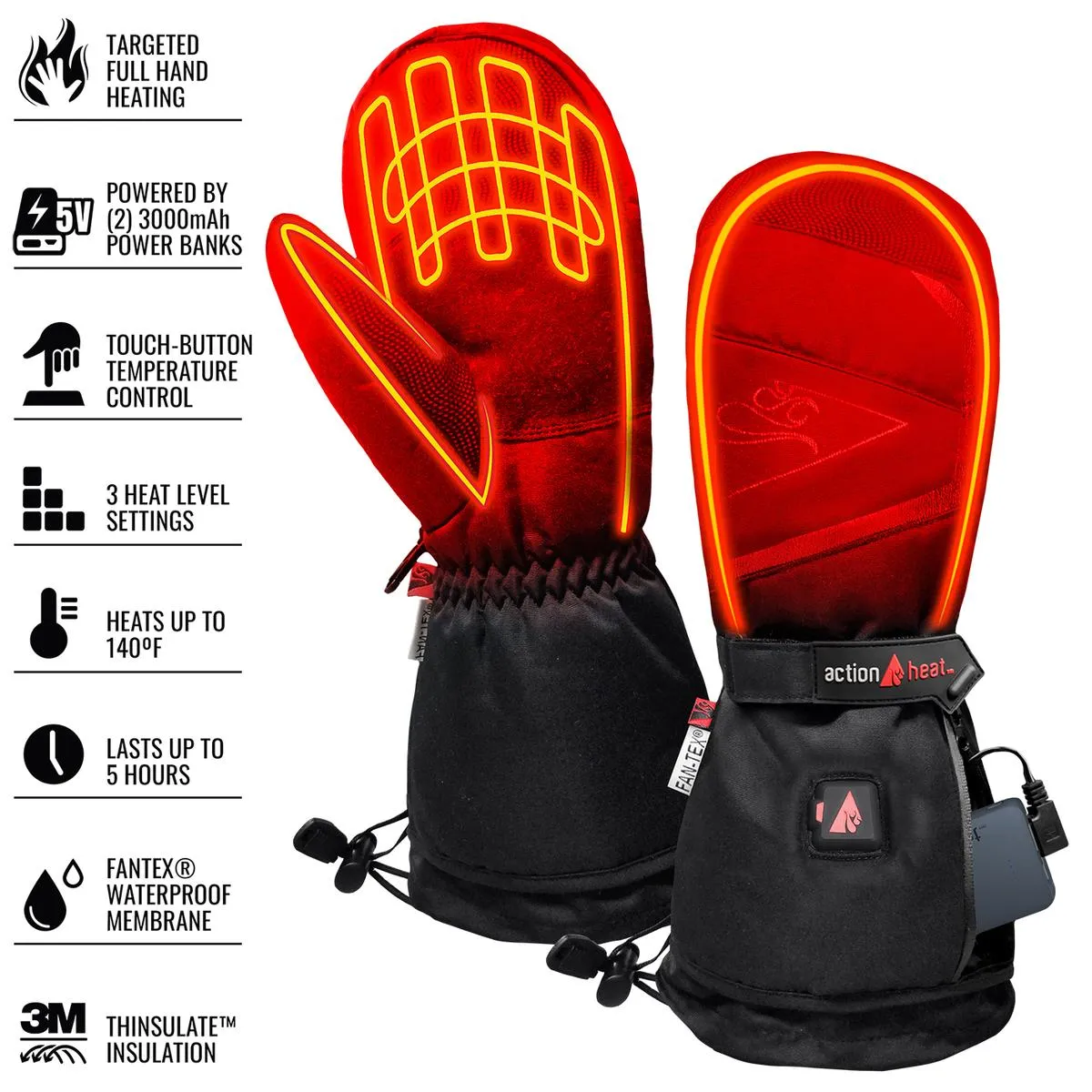 ActionHeat 5V Battery Heated Mittens