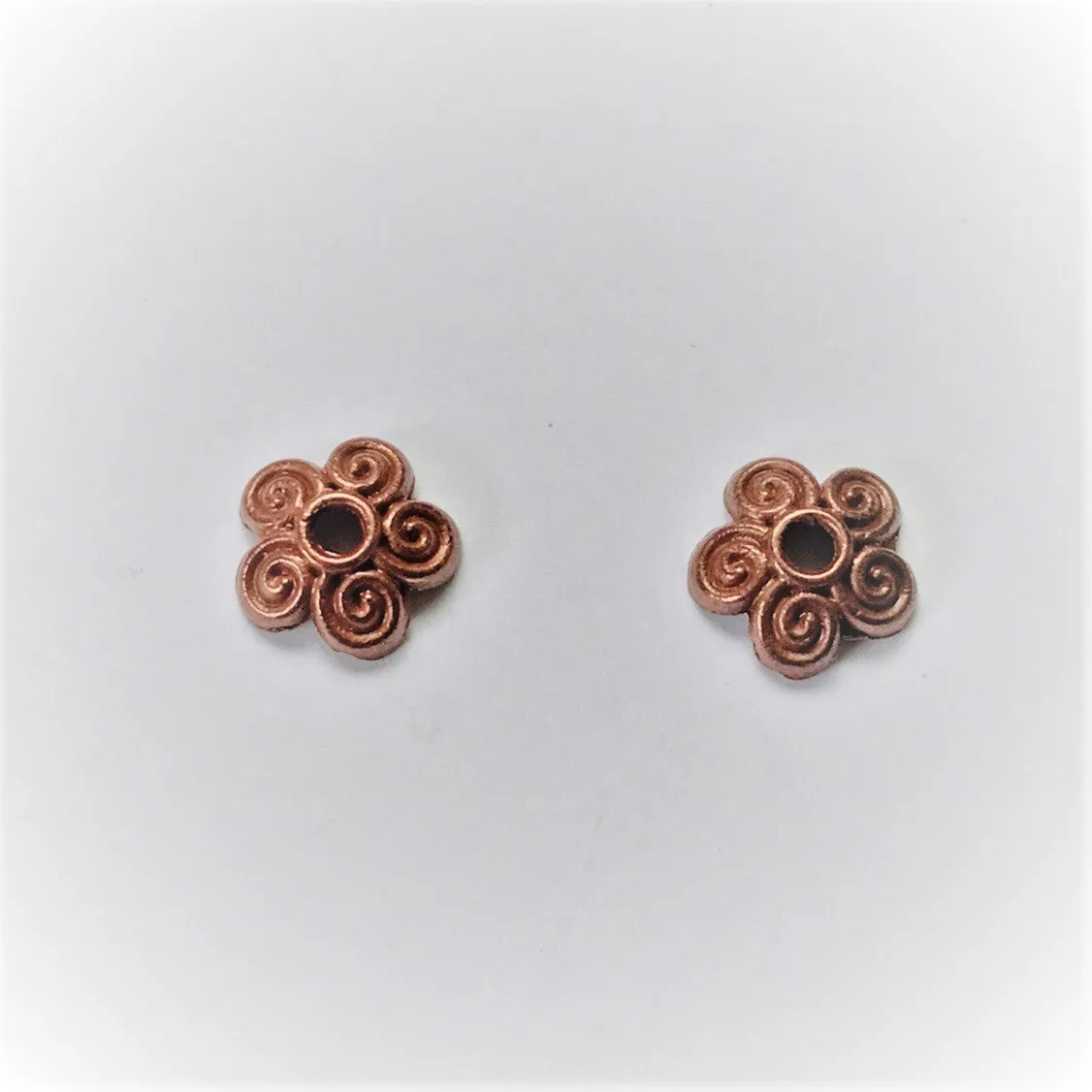 Antique Copper 5-Petal Swirl Bead Cap 6.5x2mm (100 pcs)