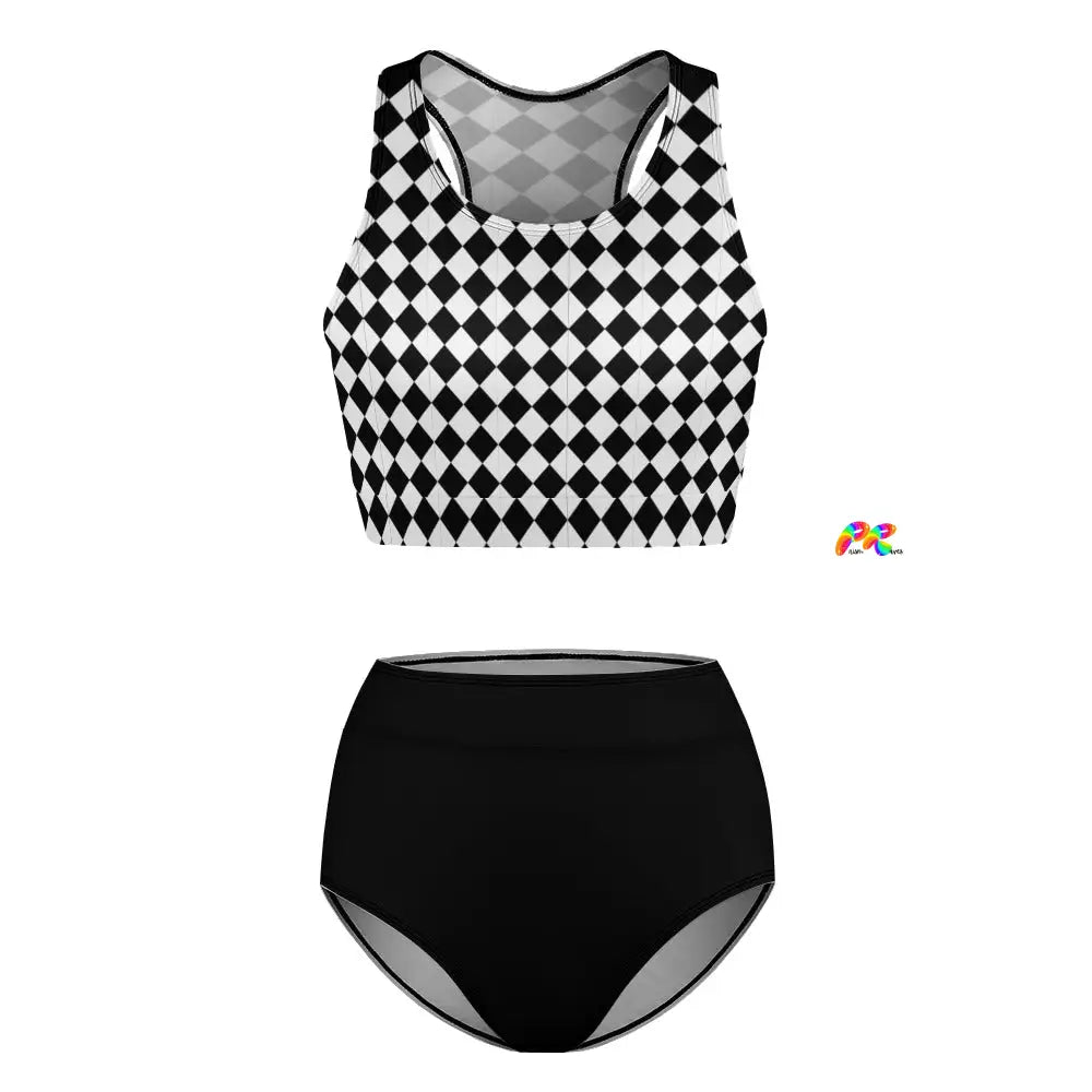 Argyle Racerback High-Waist Bikini