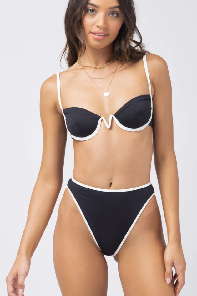 Black/Cream Nora Bitsy Bikini Bottom