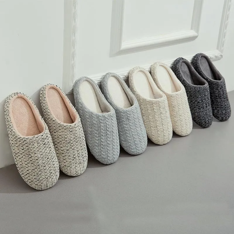 Cashmere Japanese Unisex Short Plush Cotton Non-Slip Bedroom Home Slippers