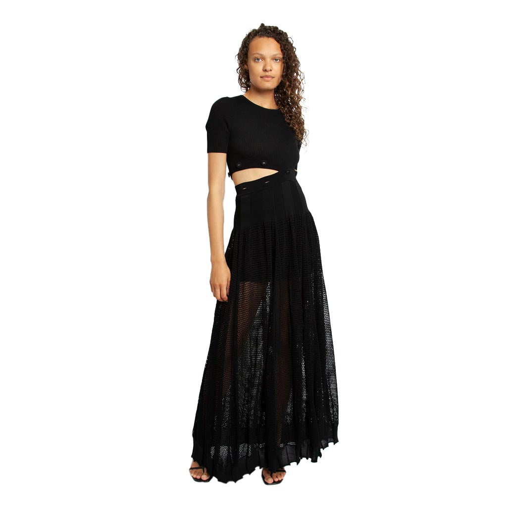 Christopher Esber Deconstruct Black Cocoon Mesh Tee Dress