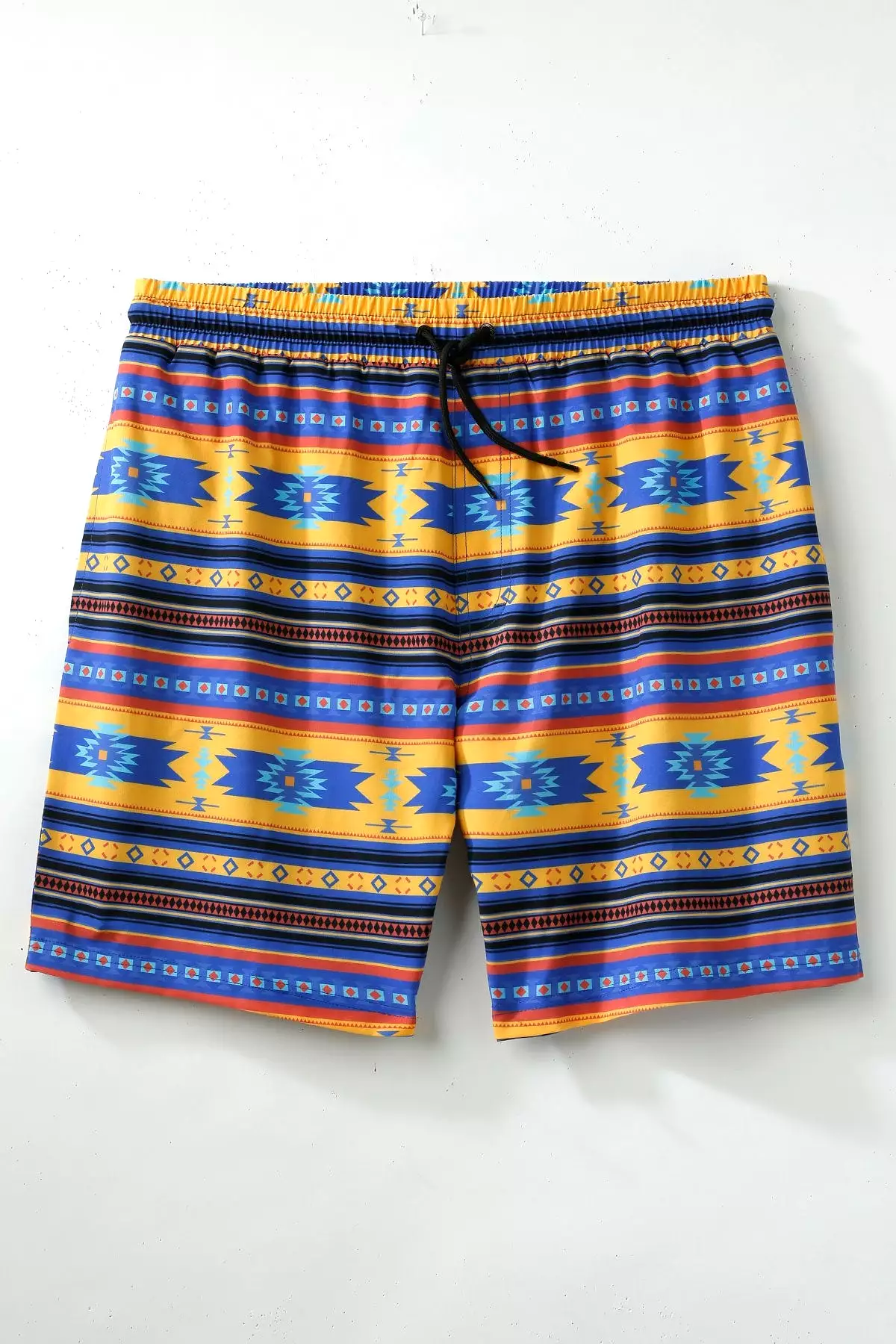 'Cinch' Men's Hawaiian Print Swim Trunks - Yellow / Purple