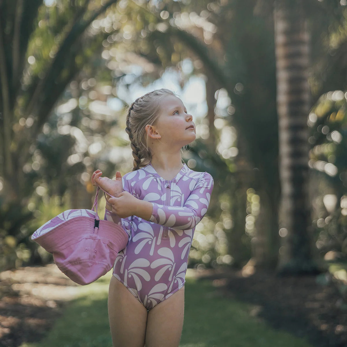 Cry Wolf Long Sleeve Swimsuit Lilac Palms