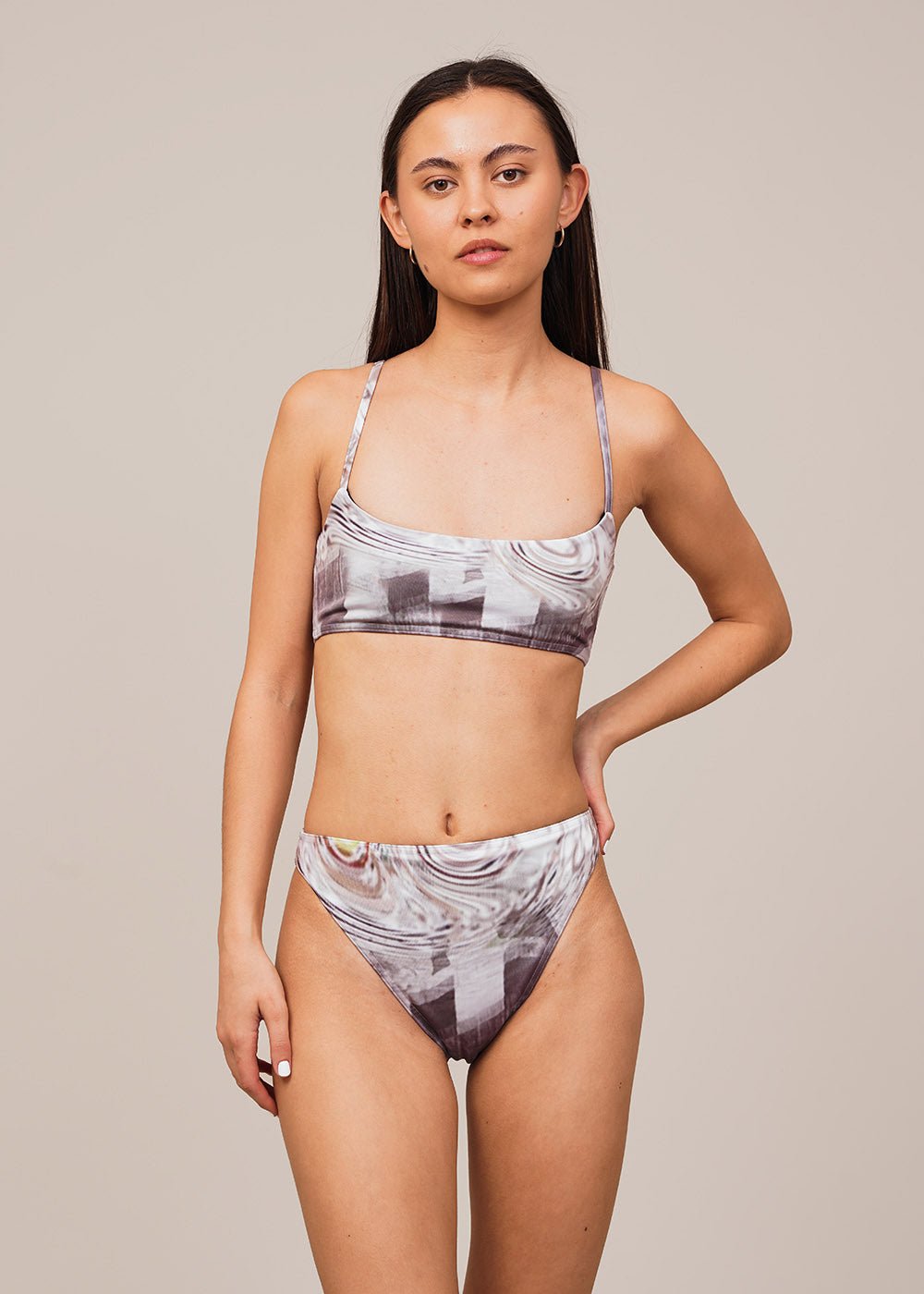 Distorted Sequin Scoopneck Bikini