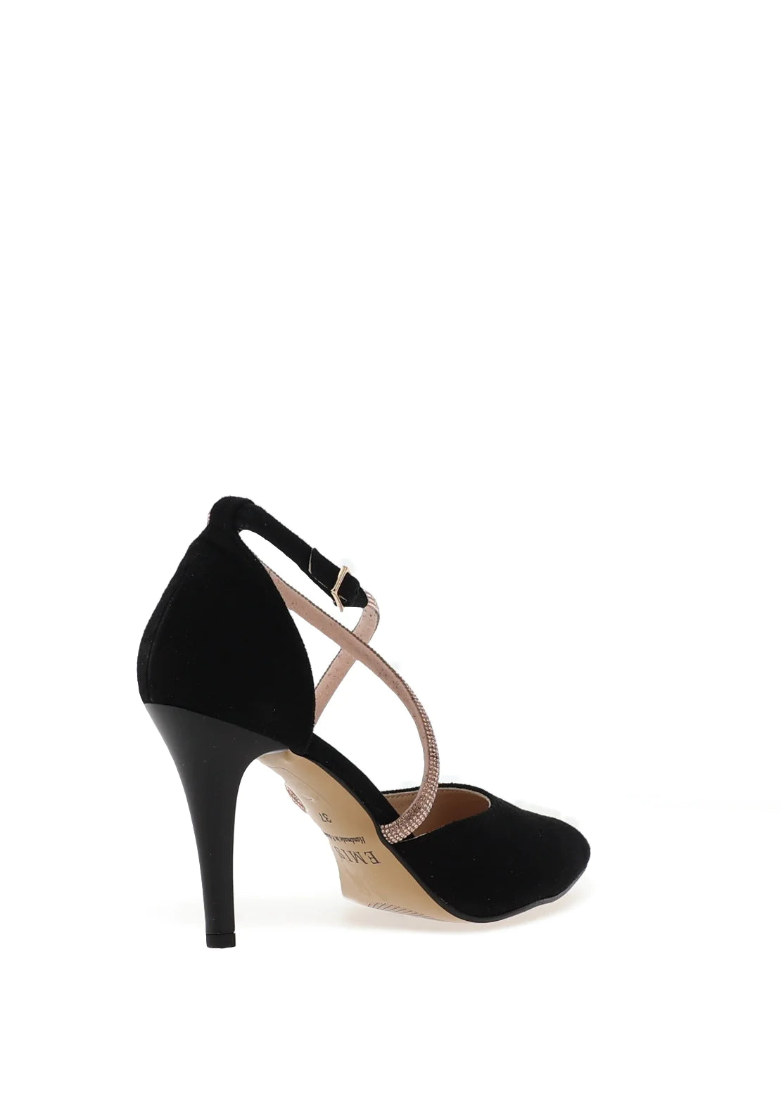 EMIS Black Suede Shoe with Diamante Strap