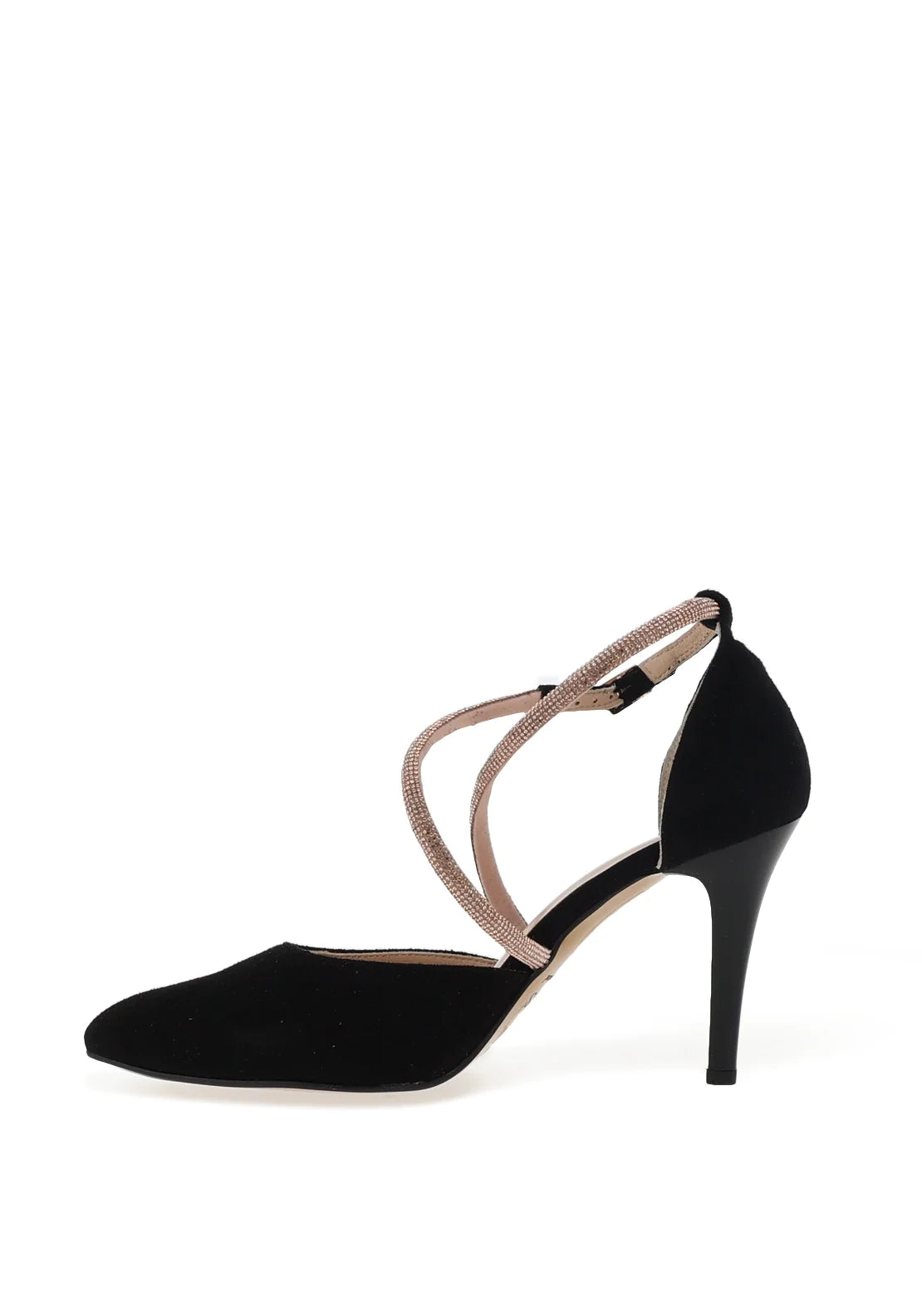 EMIS Black Suede Shoe with Diamante Strap