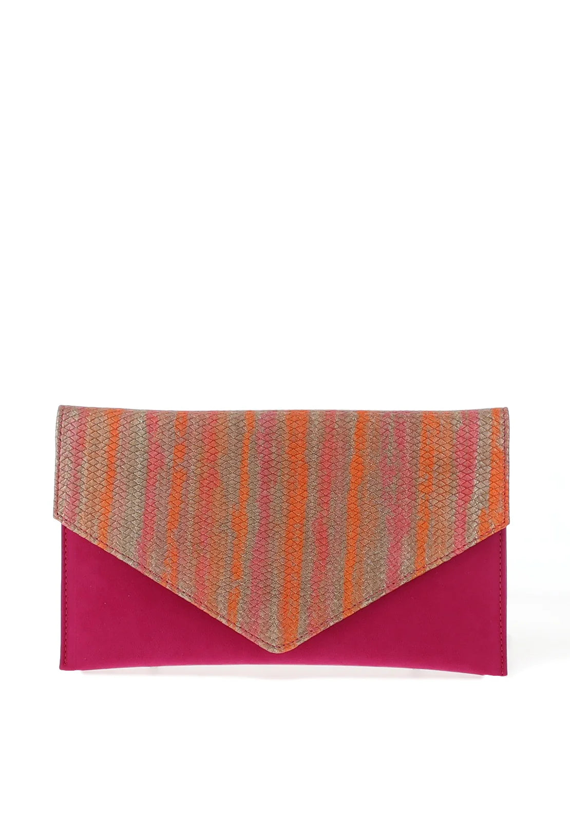 EMIS Leather Suede Envelope Clutch Bag Fuchsia