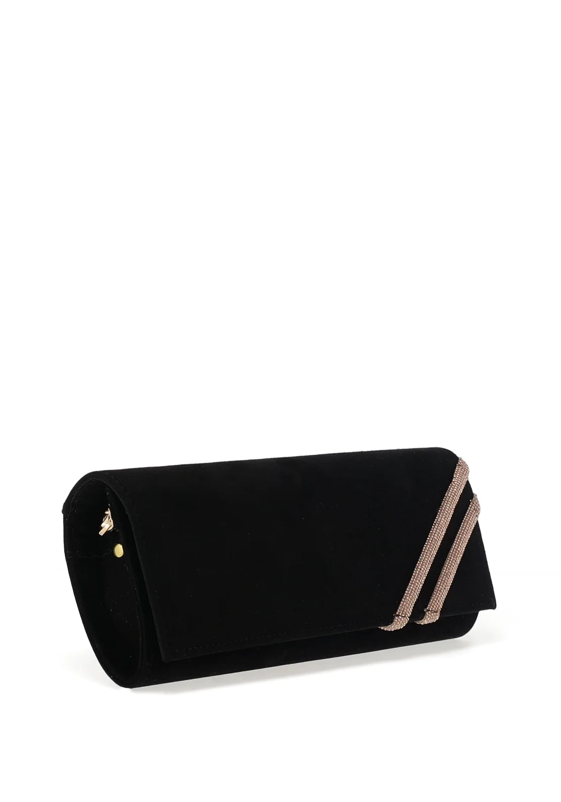 EMIS Suede Diamante Clutch Bag Black & Gold