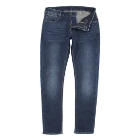 Emporio Armani - J06 Slim Fit Worn Denim Jeans in Mid Blue