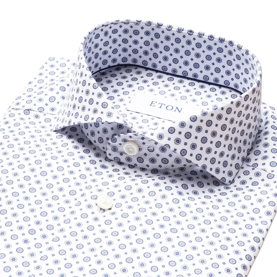 Eton - Super Slim Fit Shirt in White & Navy Details