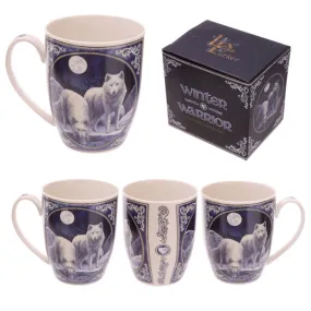 Fantasy Winter Warrior Wolf Design Porcelain Mug MULP36