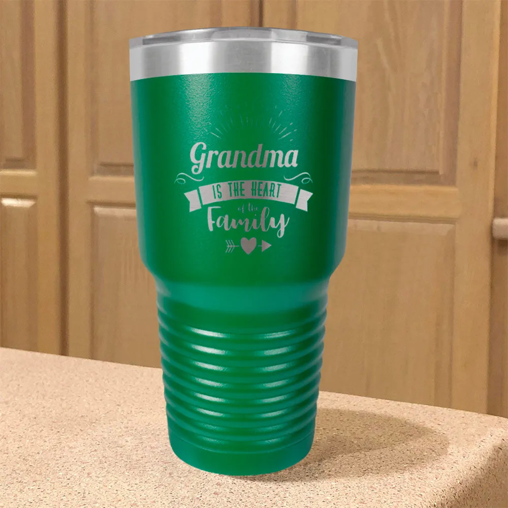 Grandma Is The Heart Of The Family Personalized Stainless Steel Tumbler