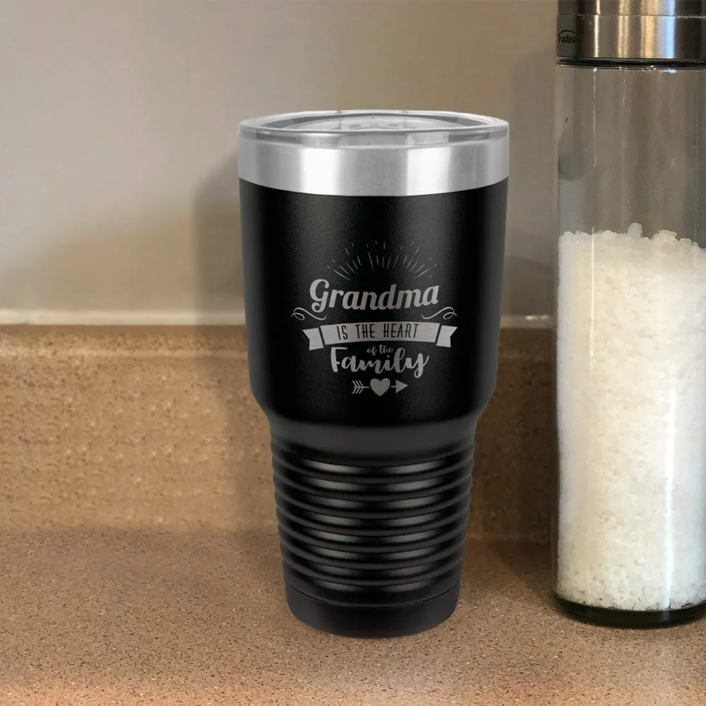 Grandma Is The Heart Of The Family Personalized Stainless Steel Tumbler