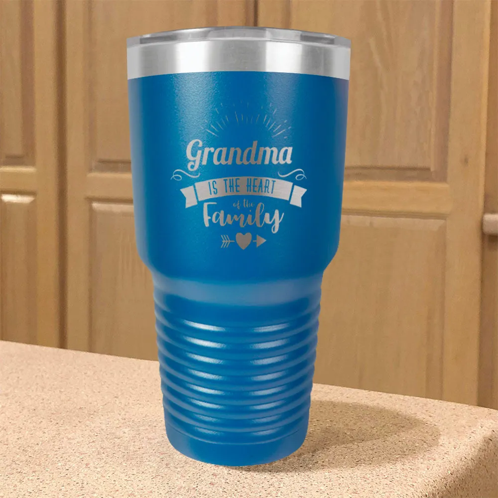 Grandma Is The Heart Of The Family Personalized Stainless Steel Tumbler