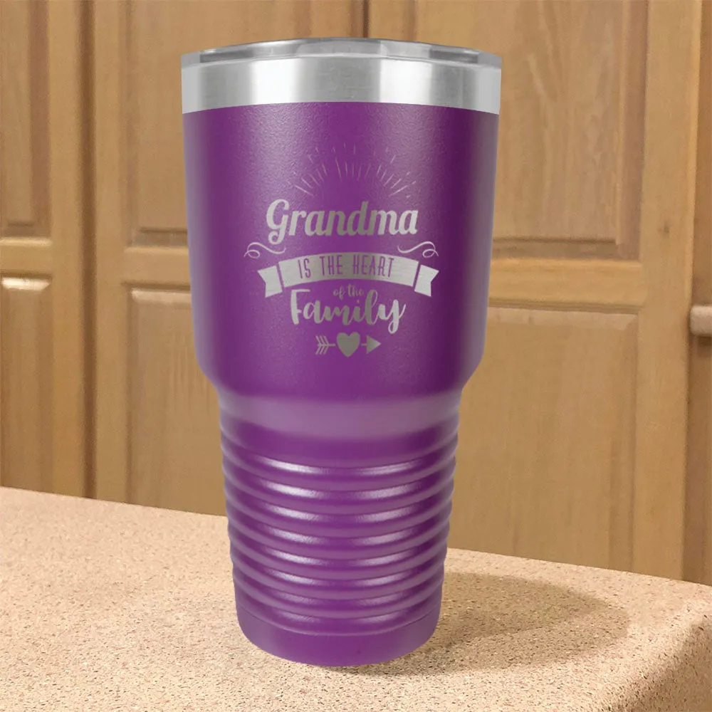 Grandma Is The Heart Of The Family Personalized Stainless Steel Tumbler