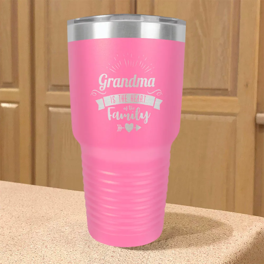 Grandma Is The Heart Of The Family Personalized Stainless Steel Tumbler