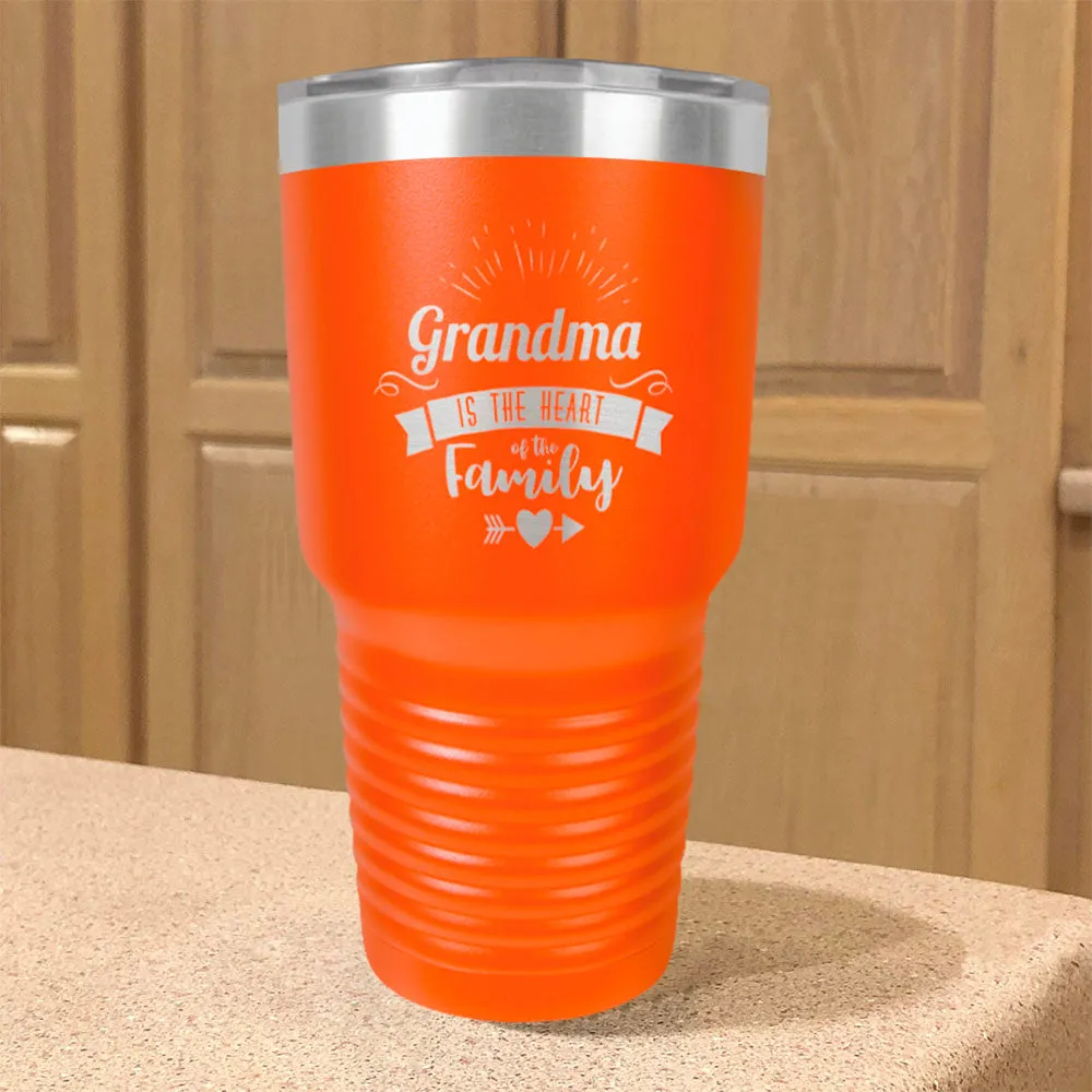 Grandma Is The Heart Of The Family Personalized Stainless Steel Tumbler