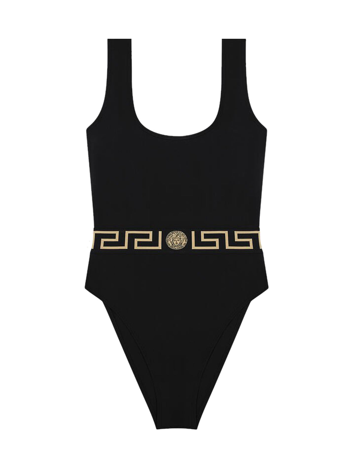 Greca-print two-tone swimsuit