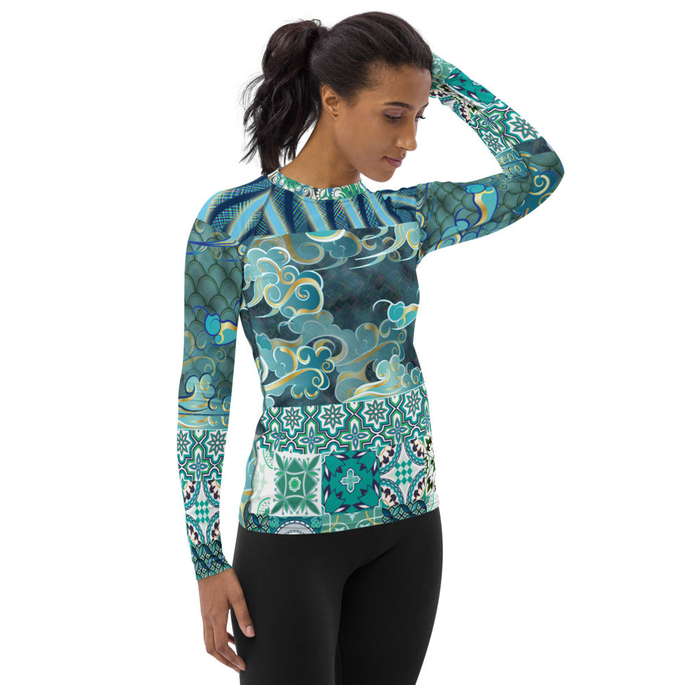 Green Meknes Fashion Rashguard Top