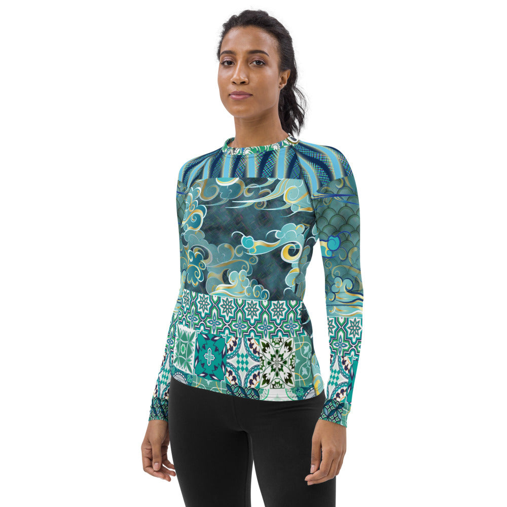 Green Meknes Fashion Rashguard Top