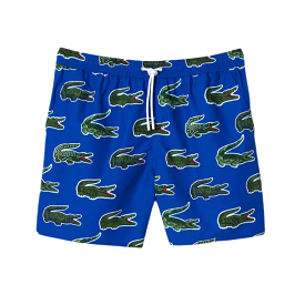 Lacoste Croc Print Swim Trunks (Blue)