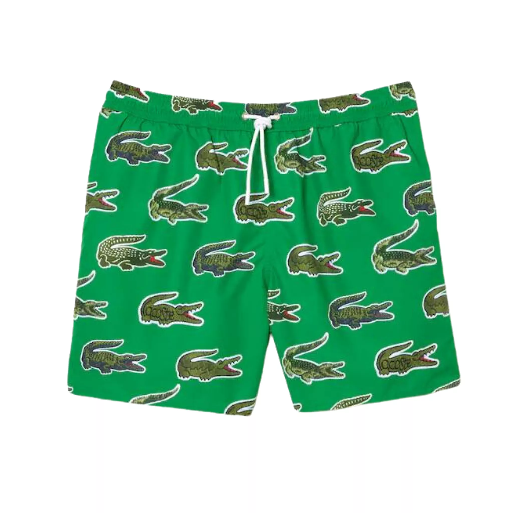 Lacoste Croc Print Swim Trunks (Green)