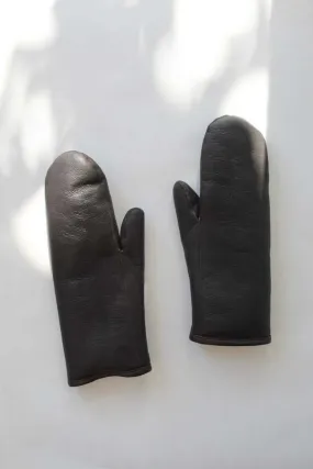 Leather Mittens - Chocolate/Seal