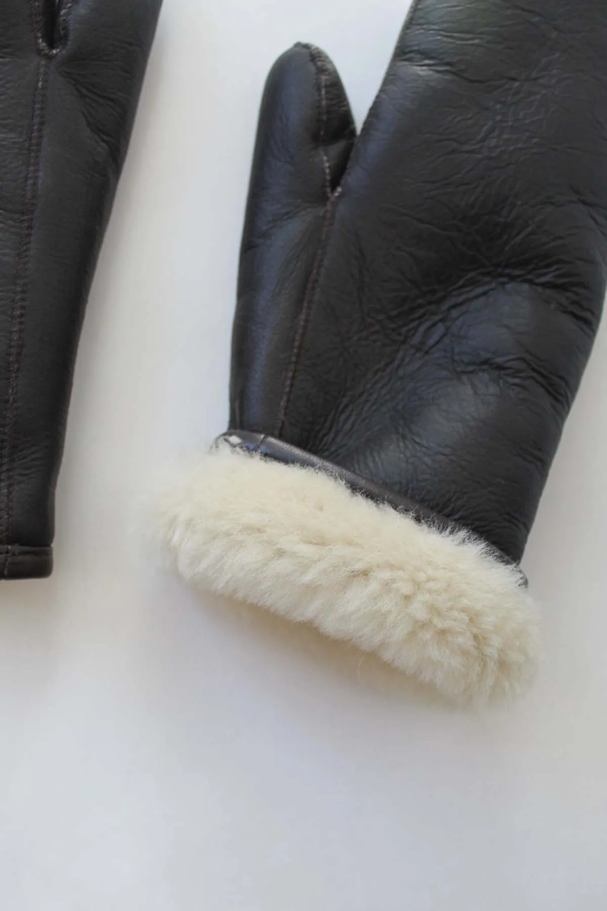 Leather Mittens - Chocolate/Seal