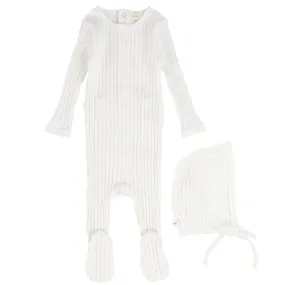 Lil Legs Winter White Wide Ribbed Stretchie