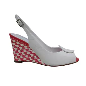 Loretta Vitale White and Red Wedge Sandal