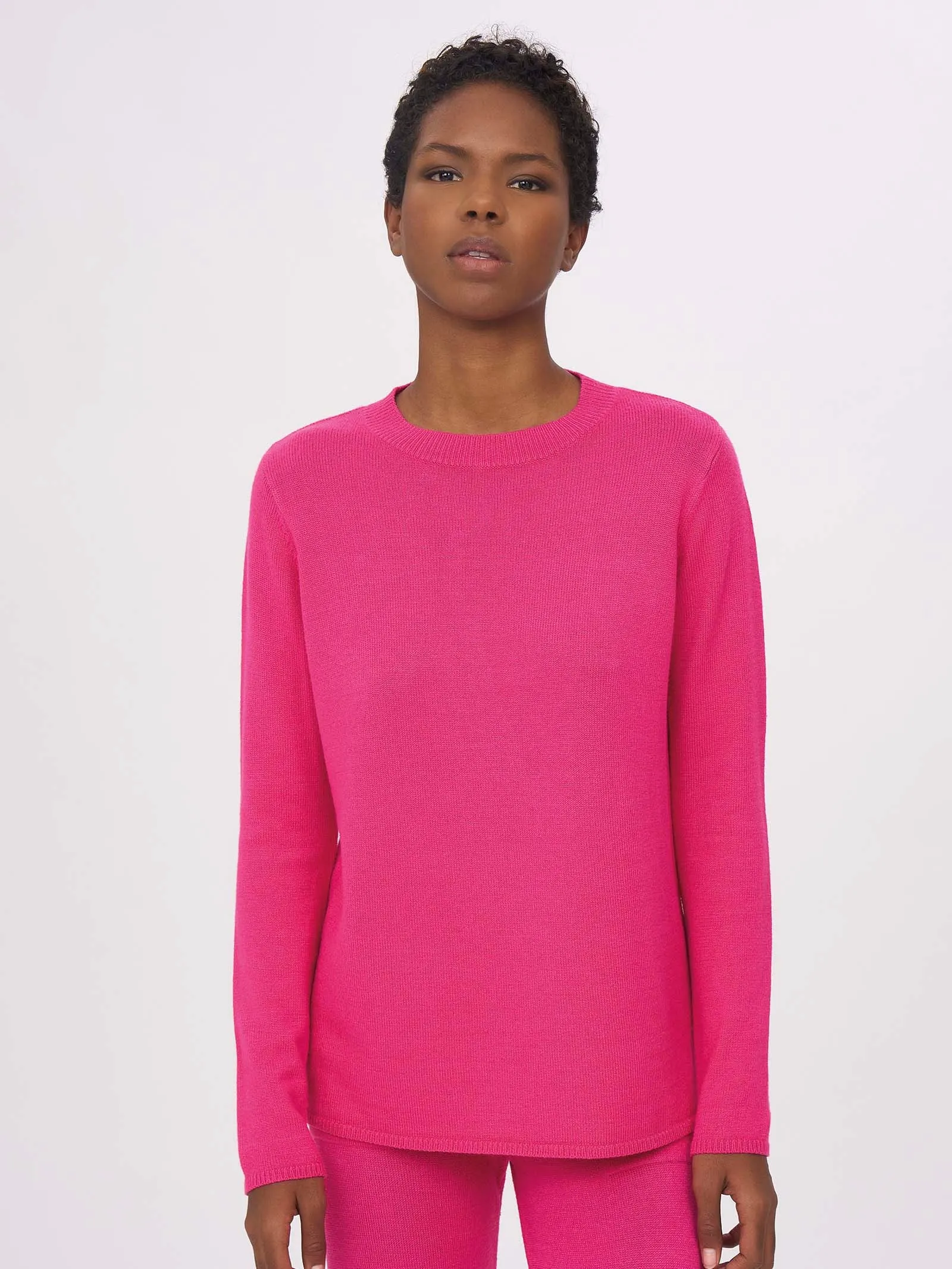 Maglia girocollo in filato Winter Basic - Fuchsia Purple