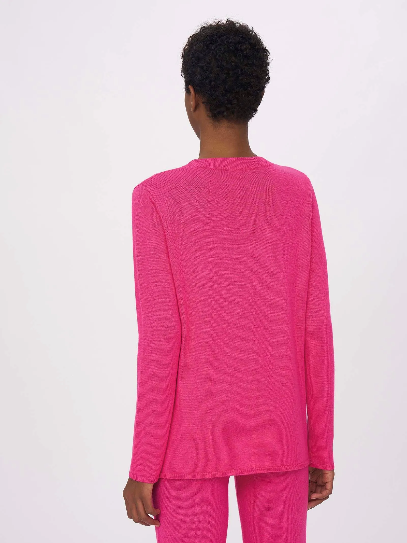 Maglia girocollo in filato Winter Basic - Fuchsia Purple