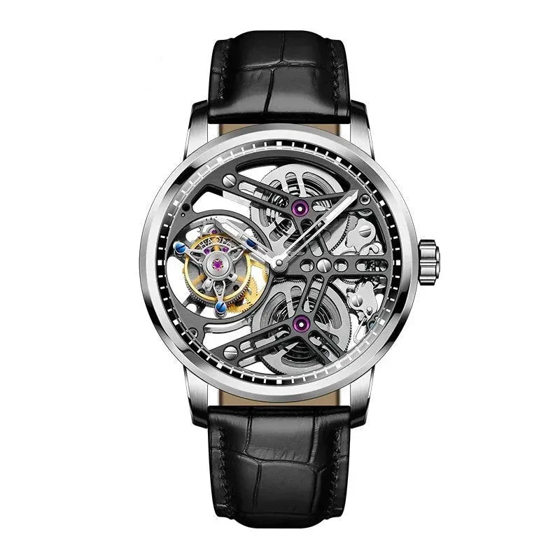 Men's Double Drive Tourbillon Sapphire Crystal Waterproof Mechanical Watch