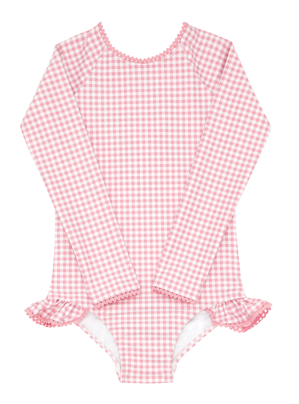 Minnow - Girls Guava Gingham Rashguard One piece