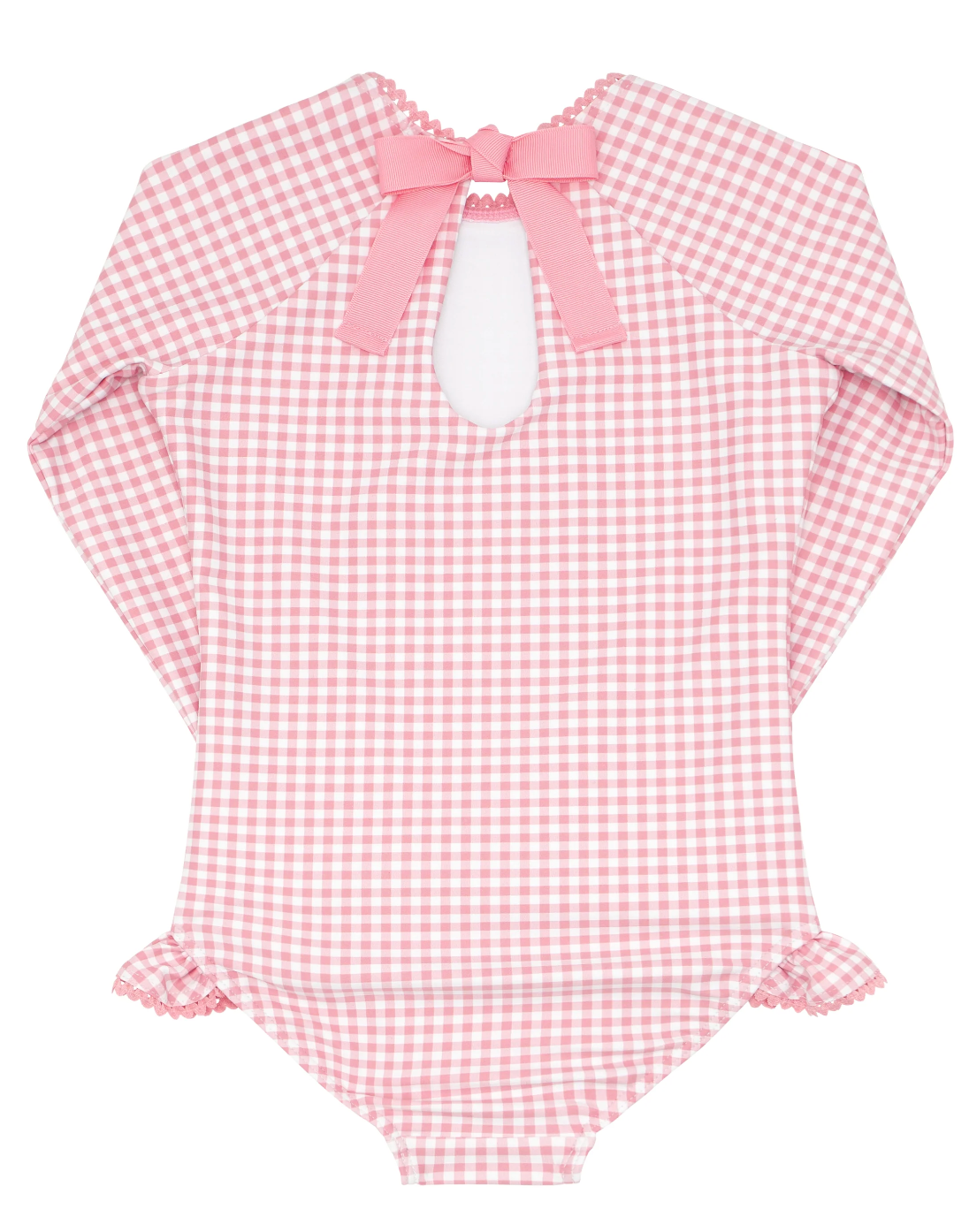 Minnow - Girls Guava Gingham Rashguard One piece