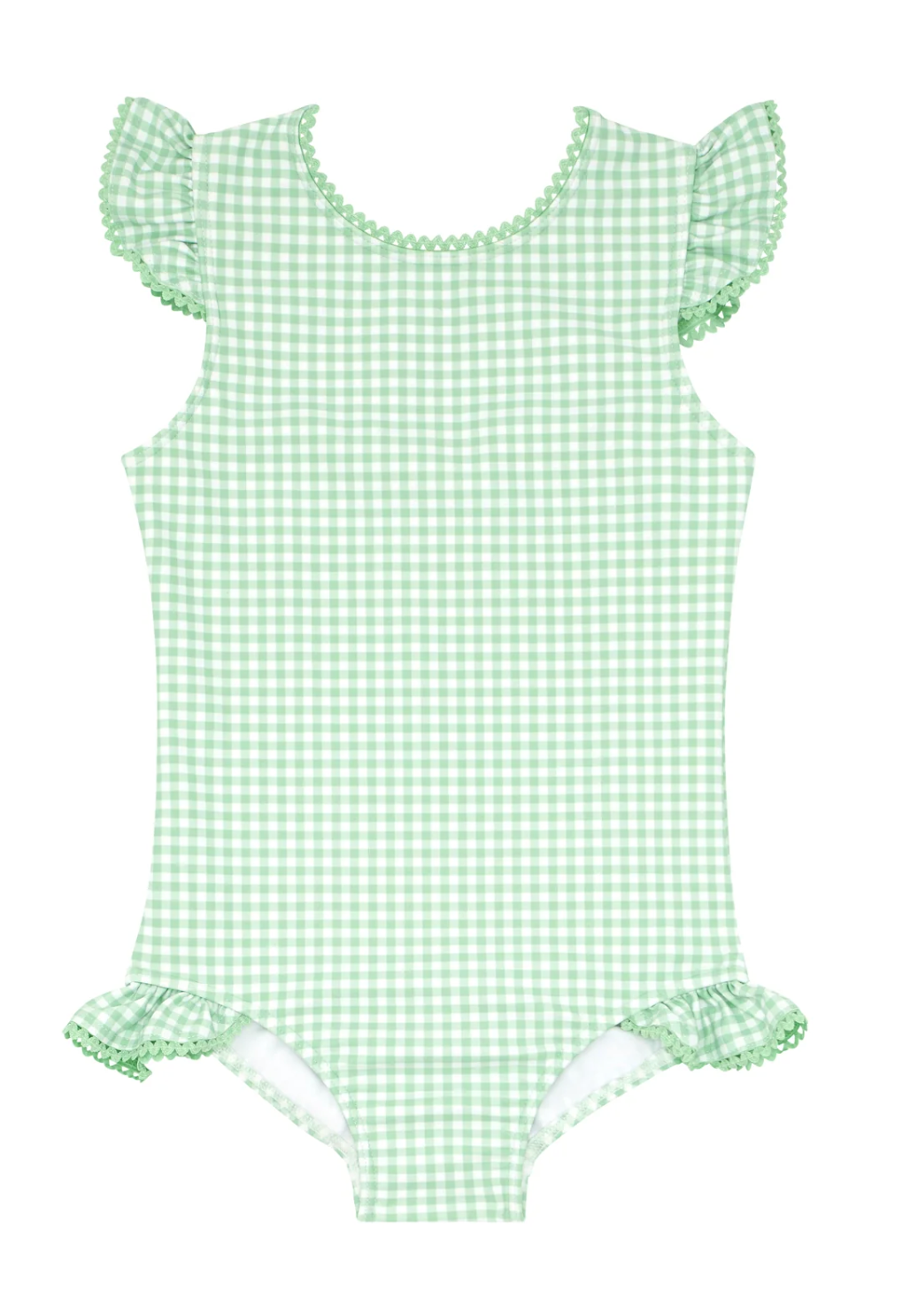 Minnow - Girls Palm Gingham Ruffle Cap Sleeve Rashguard One Piece