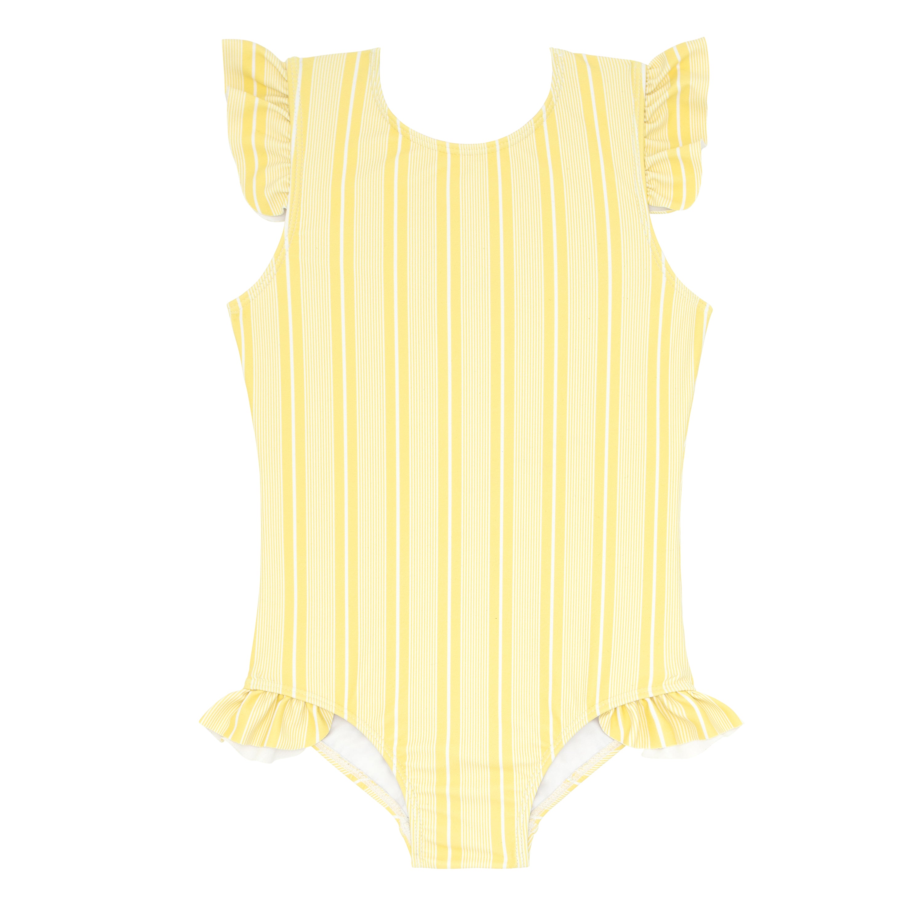 Minnow - Pineapple Stripe Ruffle Cap Sleeve Rashguard One Piece