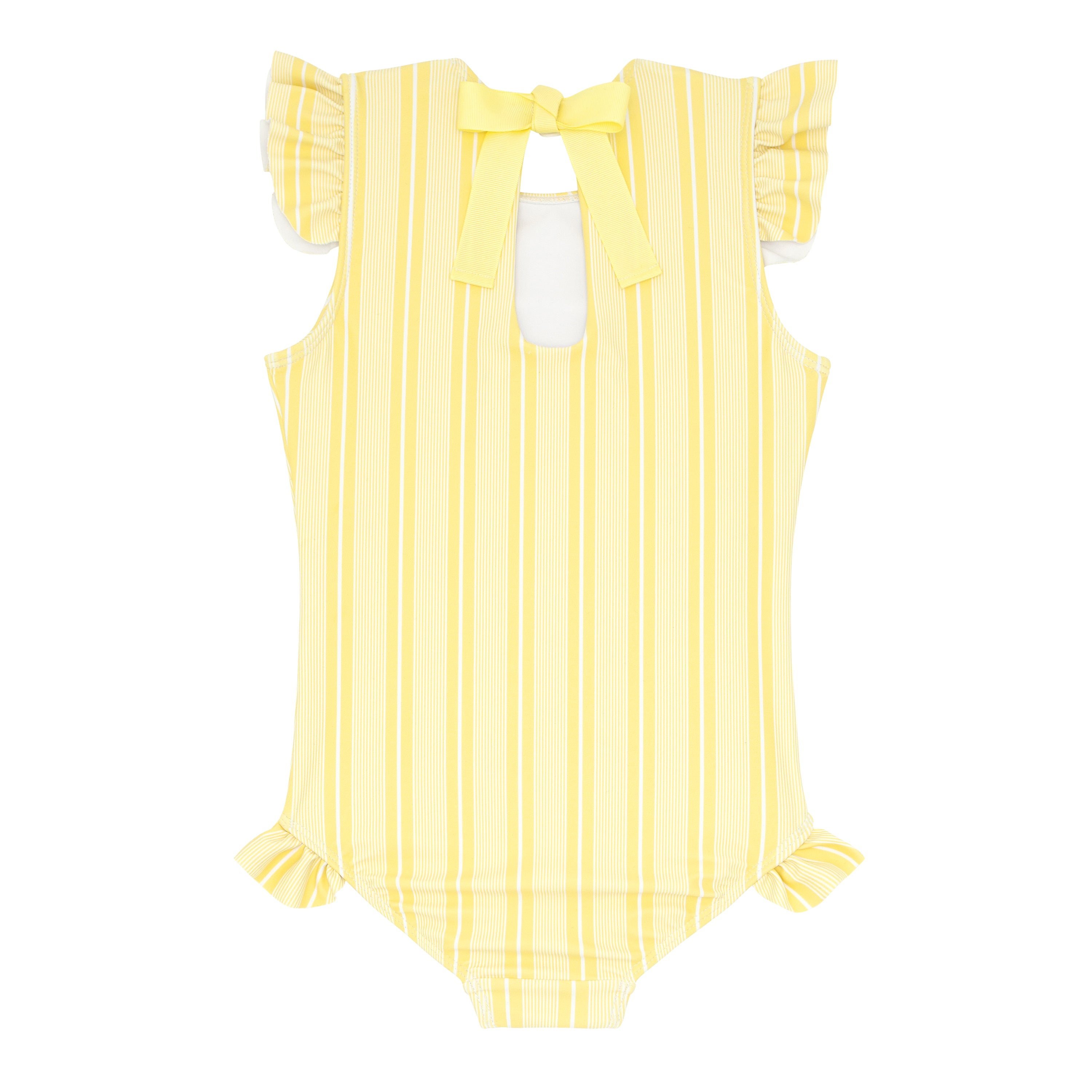 Minnow - Pineapple Stripe Ruffle Cap Sleeve Rashguard One Piece