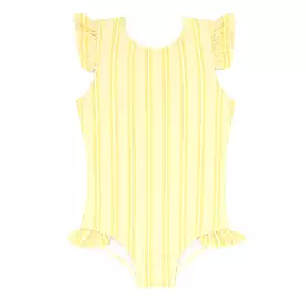 Minnow - Pineapple Stripe Ruffle Cap Sleeve Rashguard One Piece