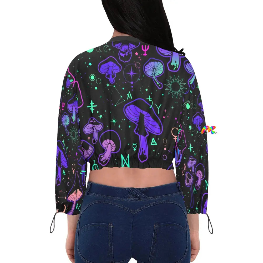 Mushroom Cult Chiffon Cropped Rave Jacket