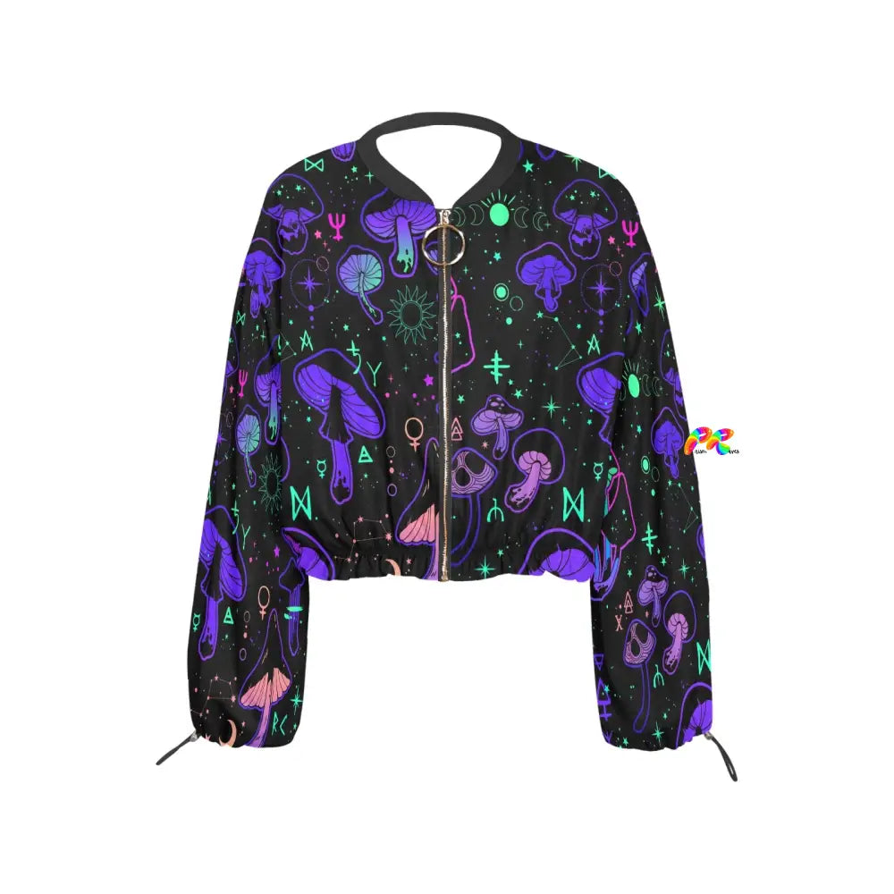 Mushroom Cult Chiffon Cropped Rave Jacket