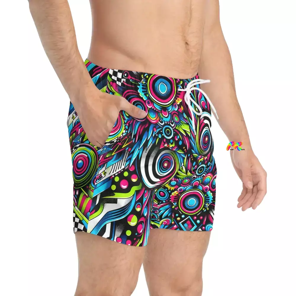 Neon Vortex Swim Trunks