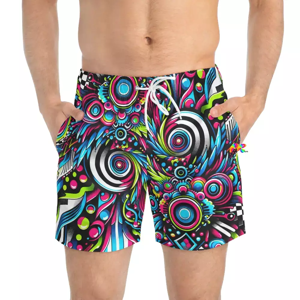 Neon Vortex Swim Trunks