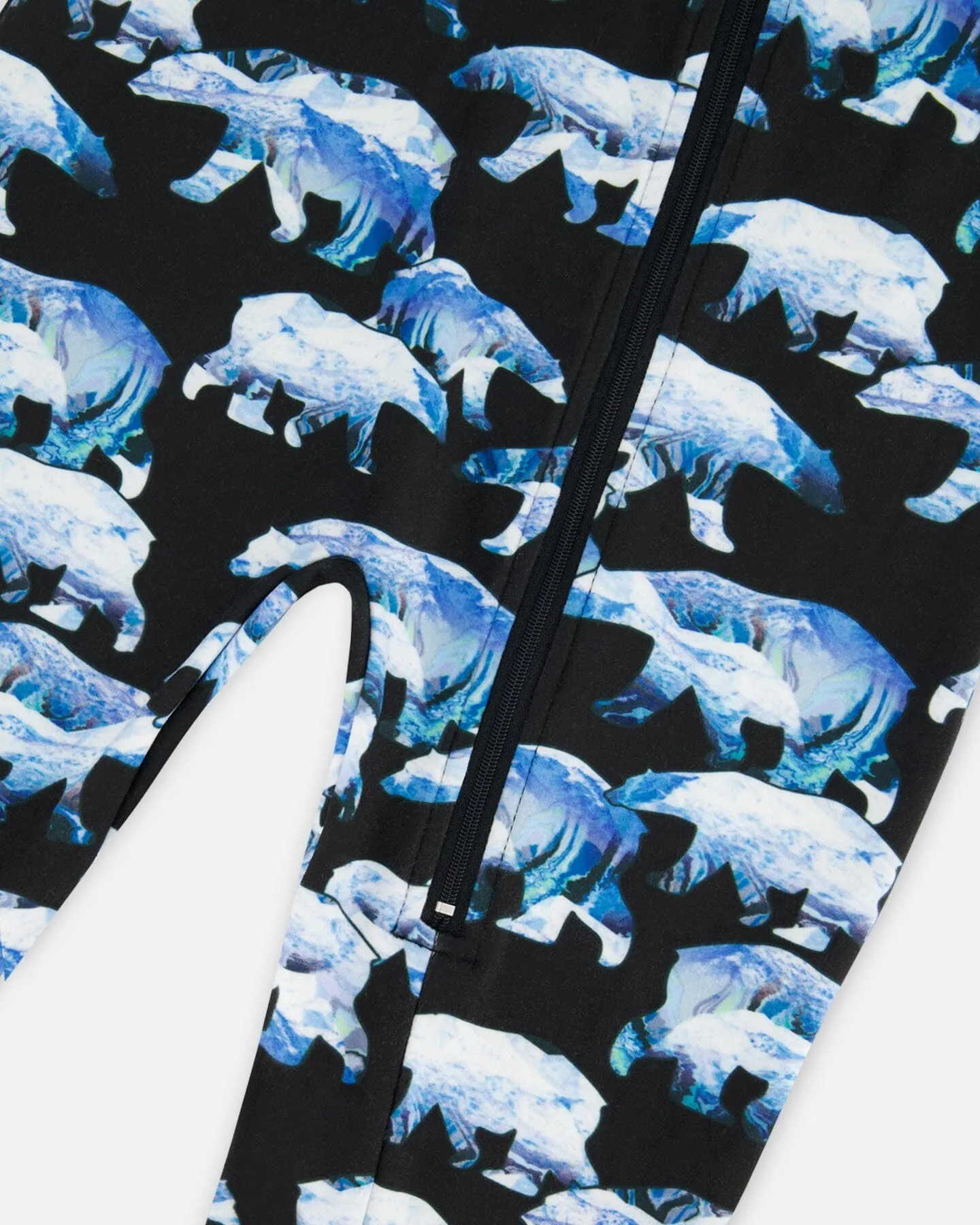 One Piece Thermal Underwear Black Printed Polar Bears