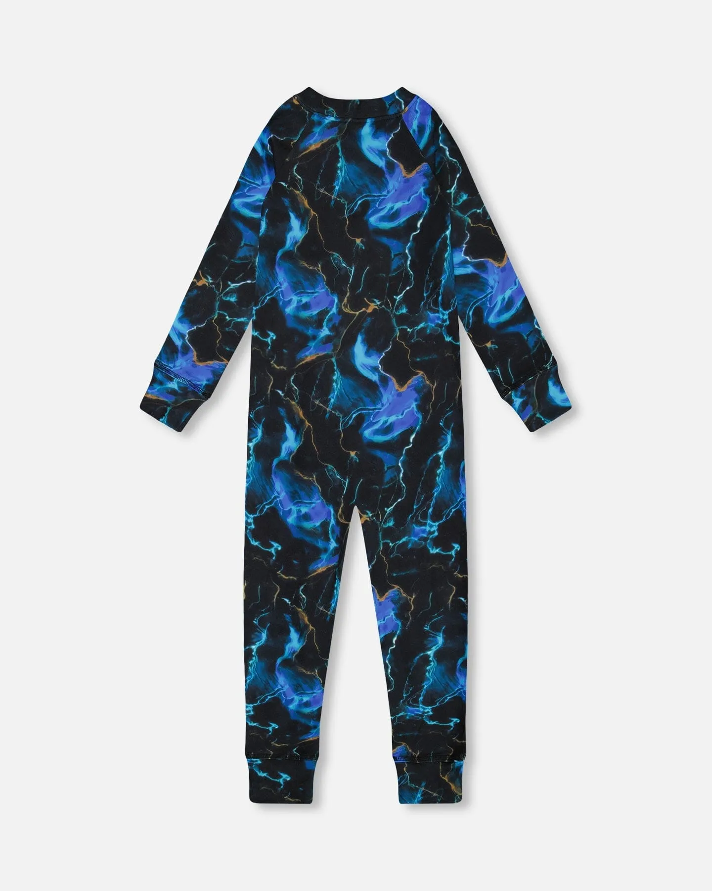 One Piece Thermal Underwear Black Printed Storm