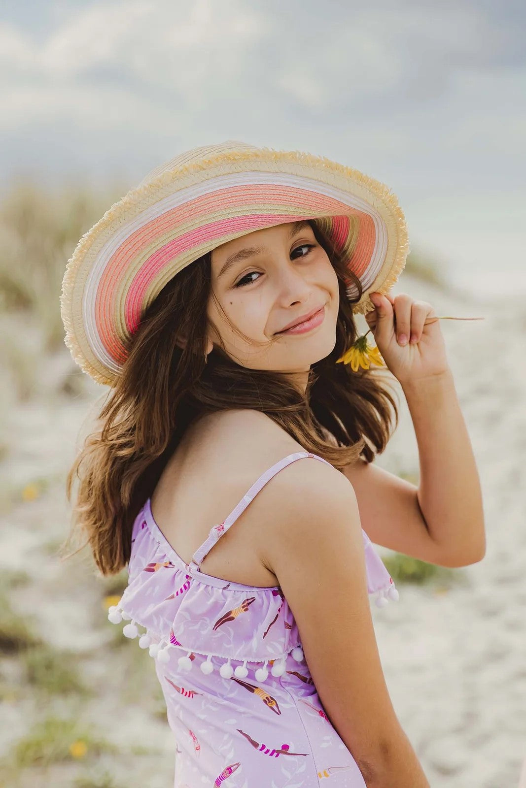 Peachy Striped Sunhat