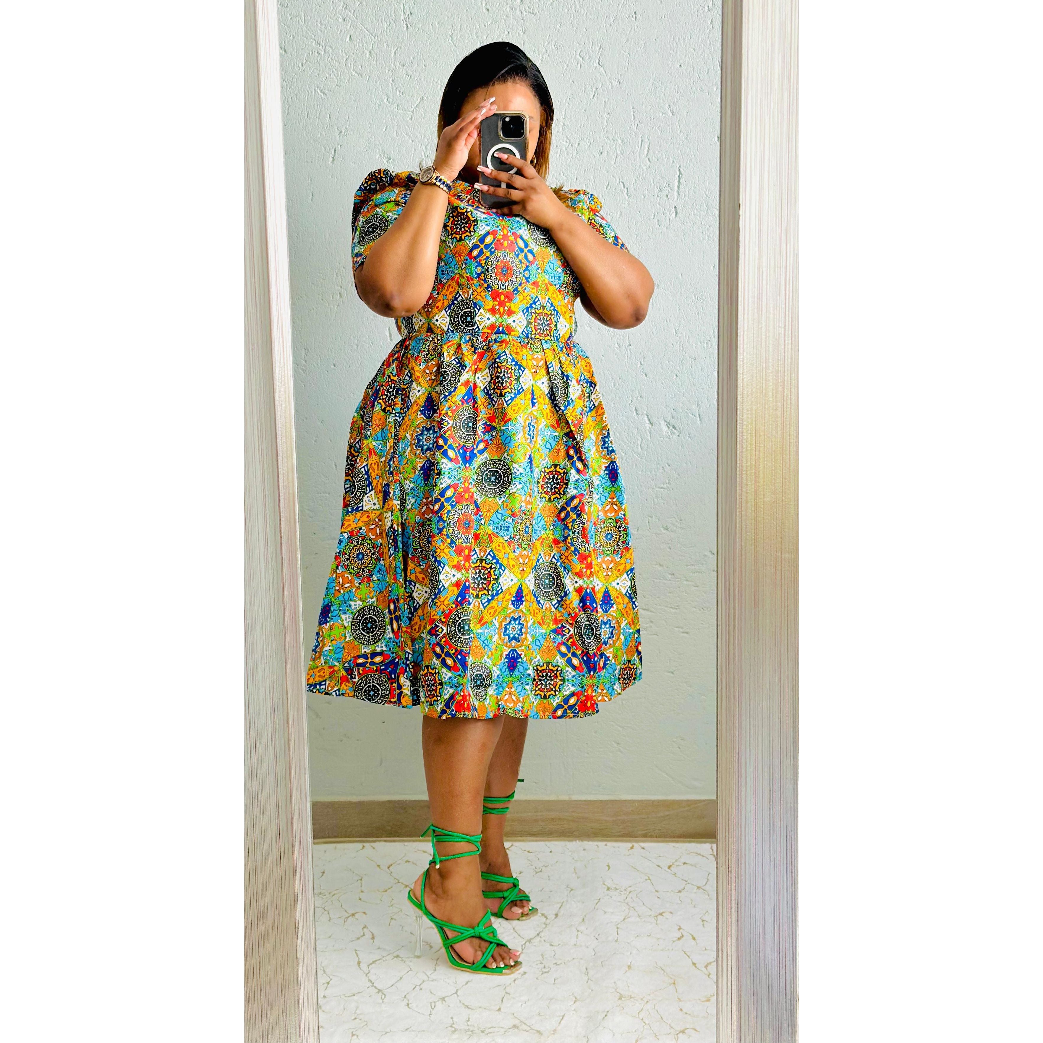 Pocket Short Ankara Dress