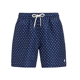 Polo Ralph Lauren Traveler Dotted 5.75-Inch Swim Trunks (Navy)